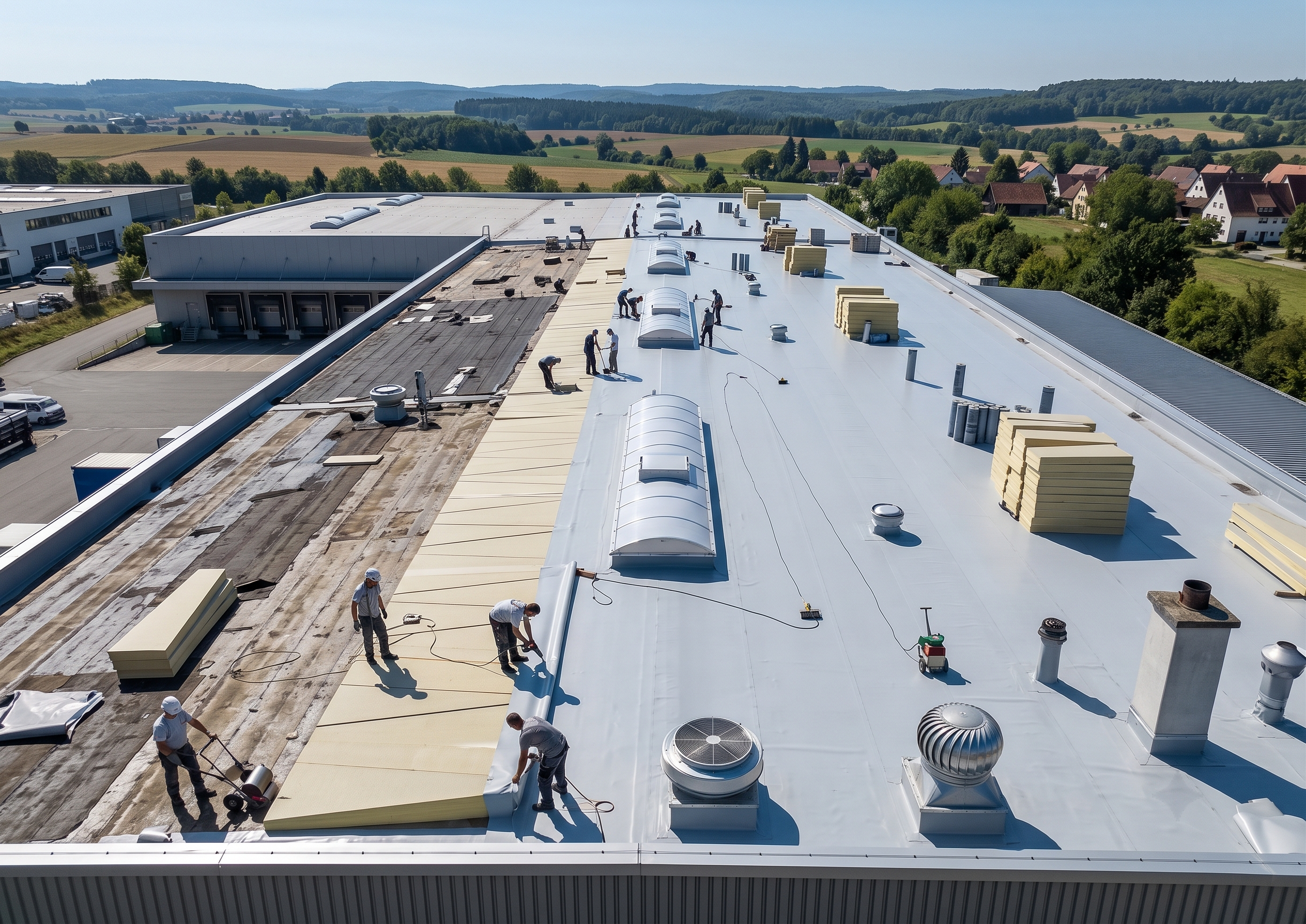 Symbolbild: Flachdachabdichtung an einer Gewerbehalle in Merklingen durch Dachtechnik Bachofer