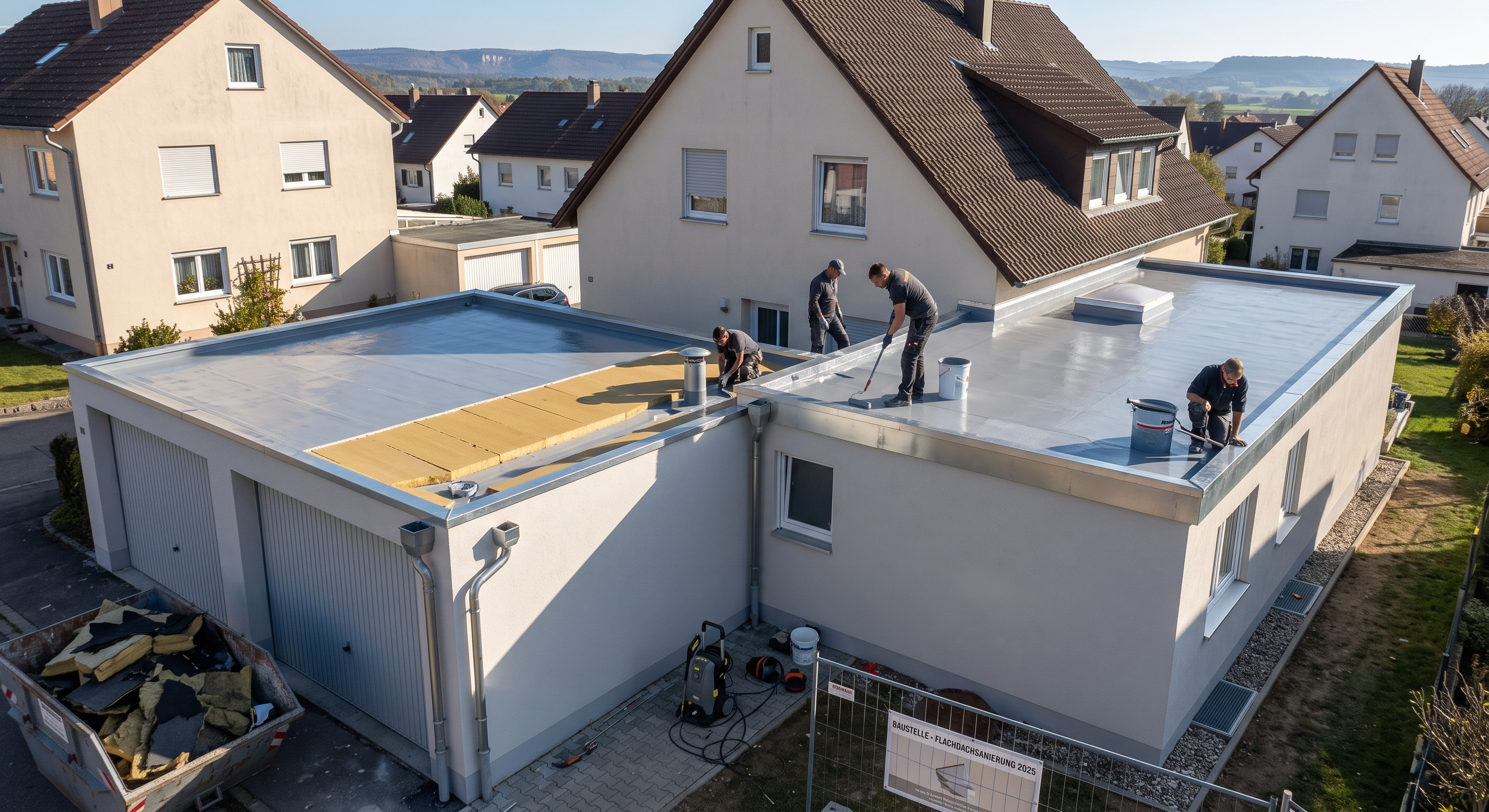 Symbolbild: Flachdachabdichtung an Garage und Anbau in Schelklingen durch Dachtechnik Bachofer